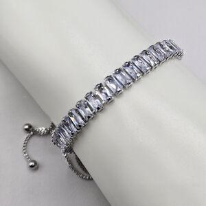 Swarovski Crystal Elements Silver Slide Bracelet Clear Bridal Prom Formal